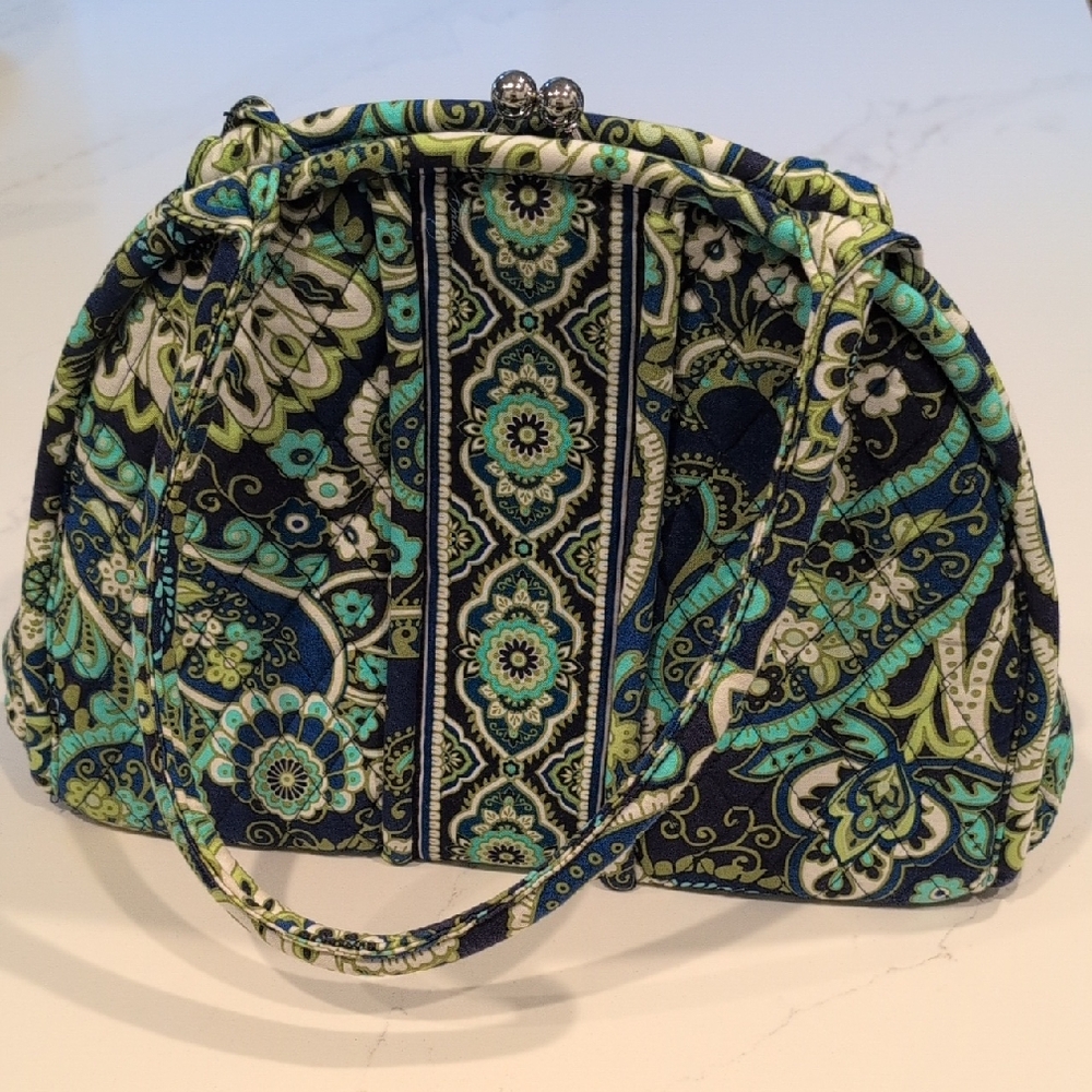 Vera Bradley Eloise Kiss Lock Quilted Shoulder Bag Rhythm and Blues Pattern
